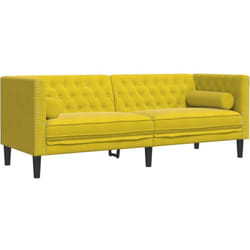 Vidaxl - Canapé Chesterfield avec traversins 3 places jaune velours