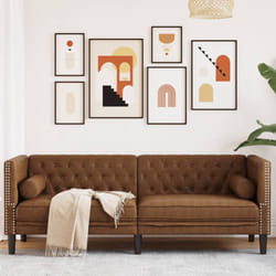 Vidaxl - Canapé Chesterfield avec traversins 3 places similicuir daim