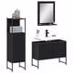 vidaXL Ensemble d'armoires salle de bain 3 pcs noir bois d'ingénierie