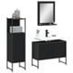 vidaXL Ensemble d'armoires salle de bain 3 pcs noir bois d'ingénierie
