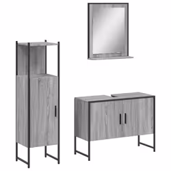 VidaXL 3214352, Gris, Chêne, Bois, Acier, 800 mm, 330 mm, 600 mm, 3 pièce(s)