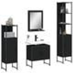 vidaXL Ensemble d’armoires salle de bain 4 pcs noir bois d'ingénierie