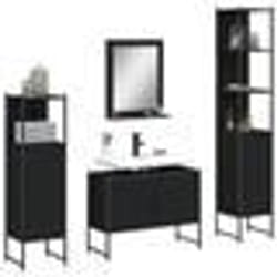 vidaXL Ensemble d’armoires salle de bain 4 pcs noir bois d'ingénierie