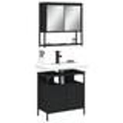 vidaXL Ensemble de meubles salle de bain 2 pcs noir bois d'ingénierie