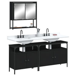 vidaXL Ensemble de meubles salle de bain 3 pcs noir bois d'ingénierie