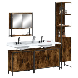 vidaXL Ensemble de meubles de salle de bain 4 pcs Chêne fumé Bois
