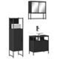 vidaXL Ensemble de meubles salle de bain 3 pcs noir bois d'ingénierie