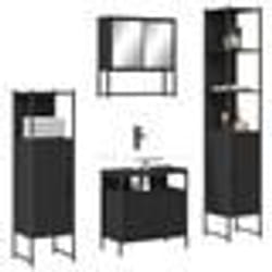 vidaXL Ensemble de meubles salle de bain 4 pcs noir bois d'ingénierie