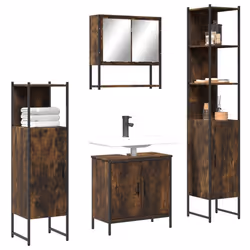 vidaXL Ensemble de meubles de salle de bain 4 pcs Chêne fumé Bois