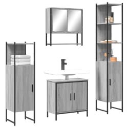 vidaXL Ensemble de meubles de salle de bain 4 pcs Sonoma gris