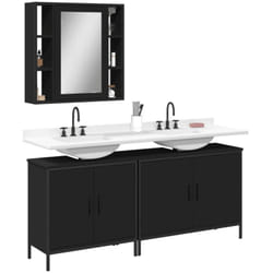 Vidaxl - Ensemble d'armoires salle de bain 3 pcs noir bois d'ingénierie