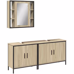 Cet ensemble d'armoires de salle de bain attrayant, avec un grand espace de rangement, présente un design élégant mais pratiq ...