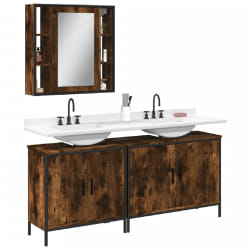 vidaXL Ensemble d'armoires de salle de bain 3 pcs chêne fumé