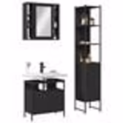 vidaXL Ensemble d'armoires salle de bain 3 pcs noir bois d'ingénierie