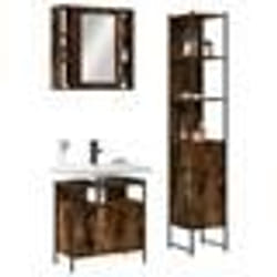 vidaXL Ensemble d'armoires de salle de bain 3 pcs chêne fumé