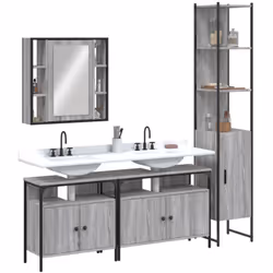 Cet ensemble d'armoires de salle de bain attrayant, avec un grand espace de rangement, présente un design élégant mais pratiq ...