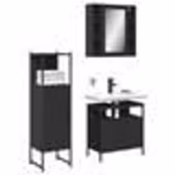 vidaXL Ensemble d'armoires salle de bain 3 pcs noir bois d'ingénierie