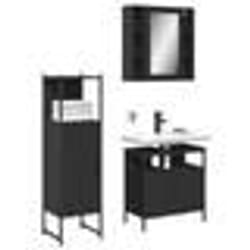vidaXL Ensemble d'armoires salle de bain 3 pcs noir bois d'ingénierie