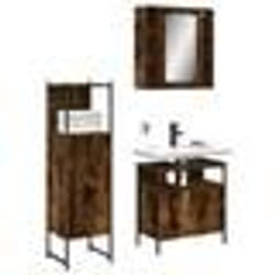 vidaXL Ensemble d'armoires de salle de bain 3 pcs chêne fumé