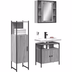 Cet ensemble d'armoires de salle de bain attrayant, avec un grand espace de rangement, présente un design élégant mais pratiq ...