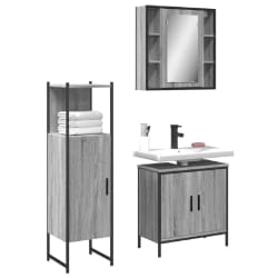 vidaXL Ensemble d'armoires de salle de bain 3 pcs sonoma gris