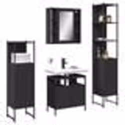vidaXL Ensemble d’armoires salle de bain 4 pcs noir bois d'ingénierie