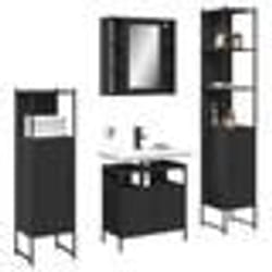 vidaXL Ensemble d’armoires salle de bain 4 pcs noir bois d'ingénierie