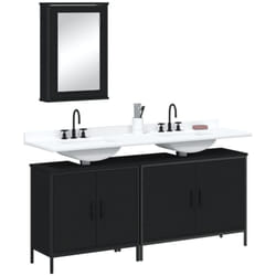 Vidaxl - Ensemble de meubles salle de bain 3 pcs noir bois d'ingénierie