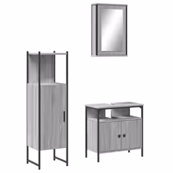 VidaXL 3214818, Gris, Chêne, Bois, Acier, 330 mm, 330 mm, 1205 mm, 3 pièce(s)