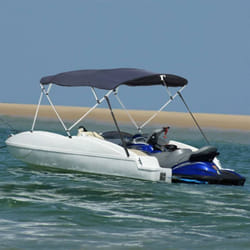 Toit bimini à 4 arceaux parois latérales 243x(200-213)x137 cm Vidaxl Bleu