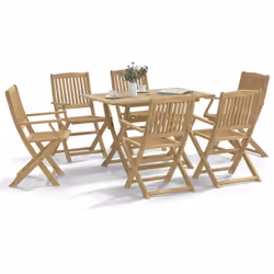 Profitez d'un bon repas ou d'un thé l'après-midi dans votre espace extérieur avec cet ensemble à manger de jardin en bois ! B ...