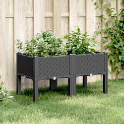 vidaXL Jardinière avec Pieds Lit Surélevé Bac à Fleurs Pot de Plantes Jardin Patio Terrasse Arrière-cour Extérieur Noir 367893