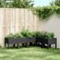 vidaXL Jardinière avec pieds noir 160x120x42 cm PP