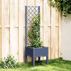 vidaXL Jardinière avec treillis bleu gris 40x40x142 cm PP