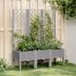 vidaXL Jardinière avec treillis gris clair 120x40x142 cm PP