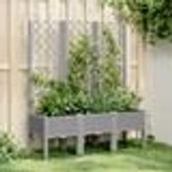 vidaXL Jardinière avec treillis gris clair 120x40x142 cm PP