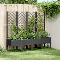 vidaXL Jardinière avec Treillis Noir