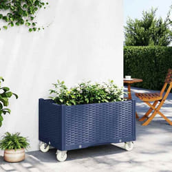 vidaXL Jardinière à roulettes bleu gris 80x50x54 cm PP