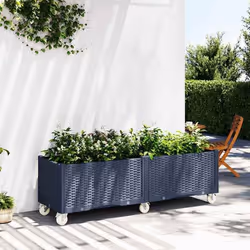 vidaXL Jardinière à roulettes bleu gris 160x50x54 cm PP