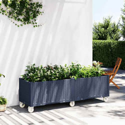 vidaXL Jardinière à roulettes bleu gris 160x50x54 cm PP
