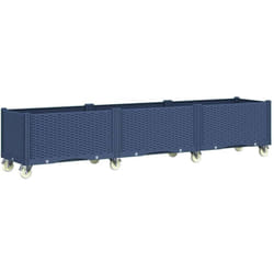 Jardinière à roulettes bleu gris 240x50x54 cm PP vidaXL
