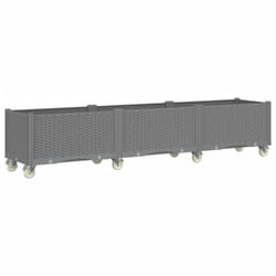 Jardinière à roulettes gris clair 240x50x54 cm PP vidaXL