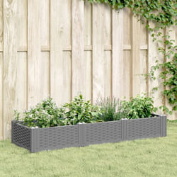 vidaXL Jardinière avec piquets gris clair 125x40x28,5 cm PP