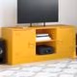 vidaXL Meuble TV jaune moutarde 99x39x44 cm acier