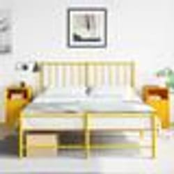 vidaXL Tables de chevet 2 pcs jaune moutarde 34,5x39x62 cm acier