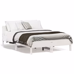 vidaXL Cadre de lit sans matelas blanc 140x190 cm bois de pin massif - 140 x 190 cm