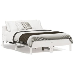 vidaXL Cadre de lit sans matelas blanc 140x190 cm bois de pin massif - 140 x 190 cm