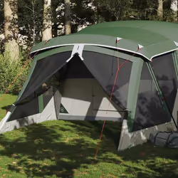 vidaXL Tente de camping avec porche 4 personnes vert imperméable
