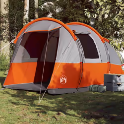 vidaXL Tente de camping tunnel 4 personnes gris et orange imperméable
