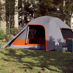 vidaXL Tente de camping à dôme 4 personnes gris imperméable